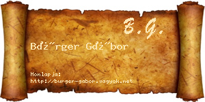 Bürger Gábor névjegykártya