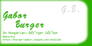 gabor burger business card